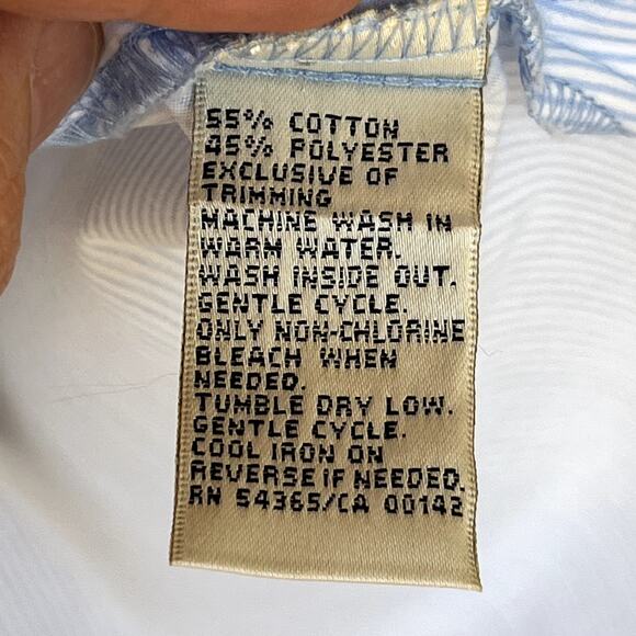 Vtg Allison Daley Cotton Blend Pinstripe Button Shirt 3/4 Sleeve 12P Sheep Bling - Picture 8 of 10